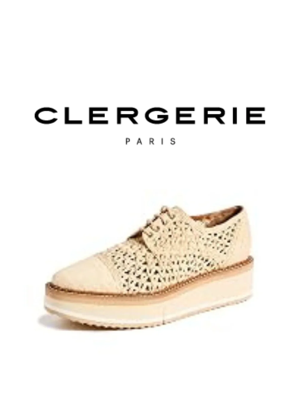 Clergerie Women's Borril Woven Platform Oxfords, Nature Raffia, Tan, 5.5 Medium